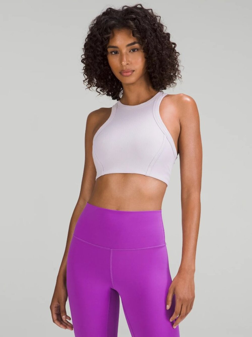 lululemon Ribbed Nulu High-Neck Yoga Bra Faint Lavender Size 8